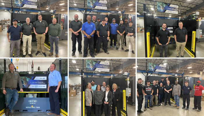 OTC Daihen employees standing in front of the company’s 1000th robotic arc welding system.